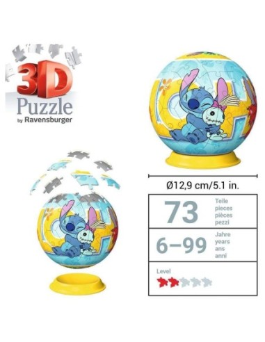 Puzzle 3D Rond Lilo & Stitch - Stitch...